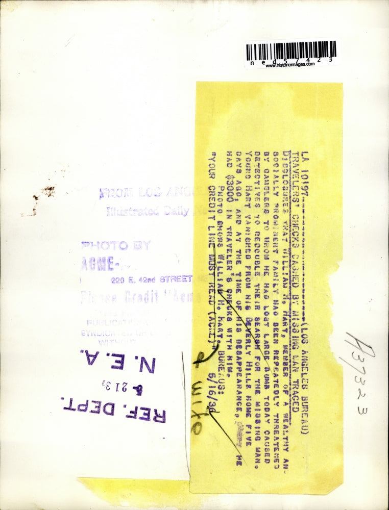 1936 Press Photo William H. Hart, member of a wealthy and socially prominent