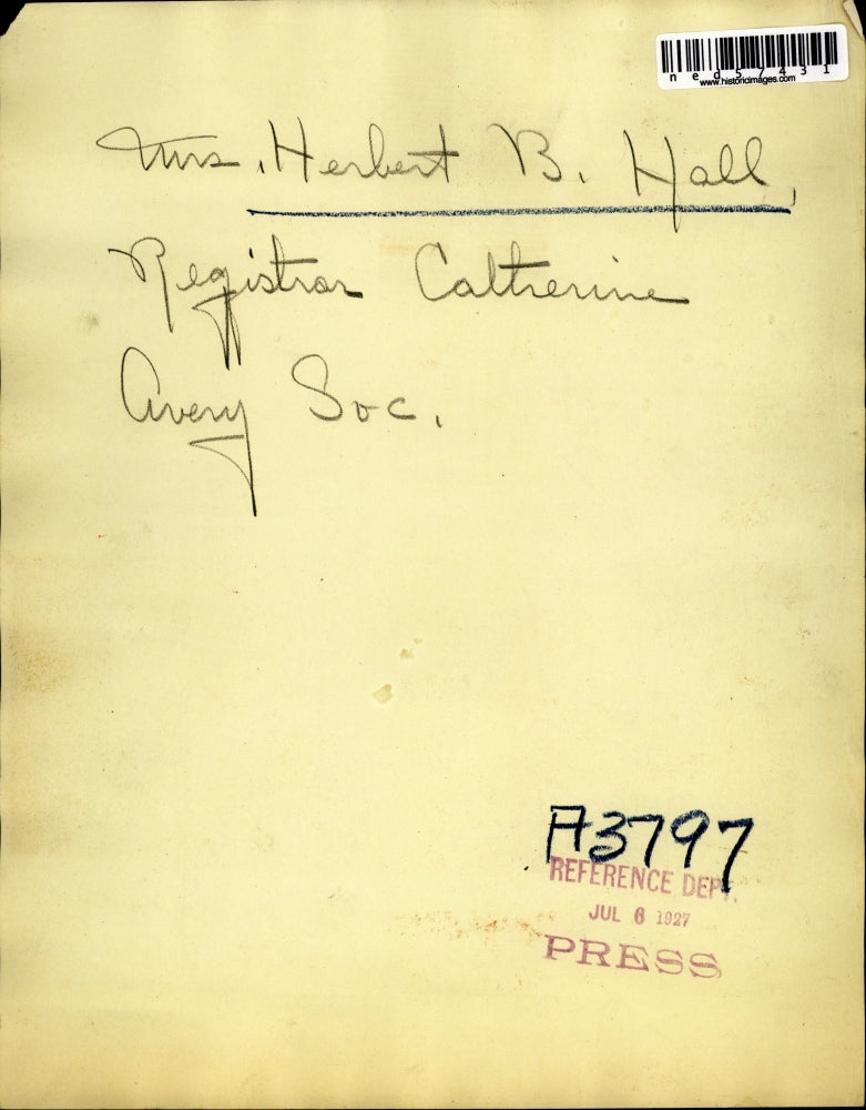 1927 Press Photo Mrs. Herbert B. Hall, Catherine Avery Society Registrar