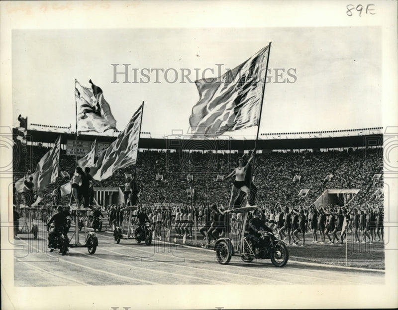 Load image into Gallery viewer, 1956 Press Photo New Lenin Central Stadium Opening Ceremony, Moscow Russia
