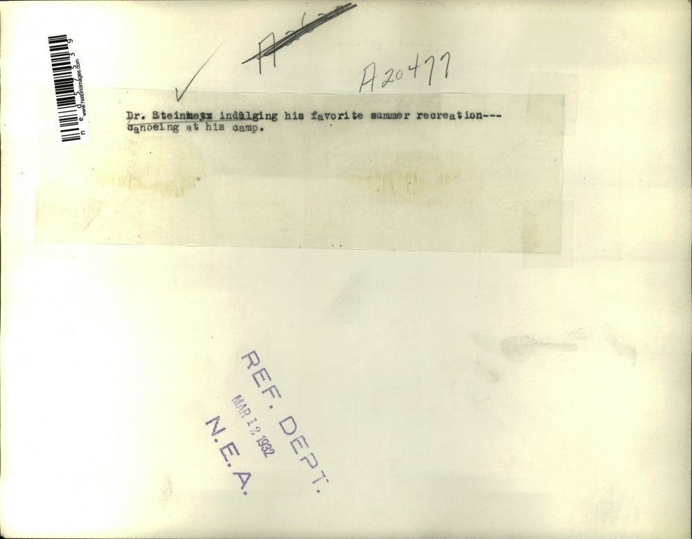 1932 Press Photo Dr.Steinmeyz at his camp - ned57539