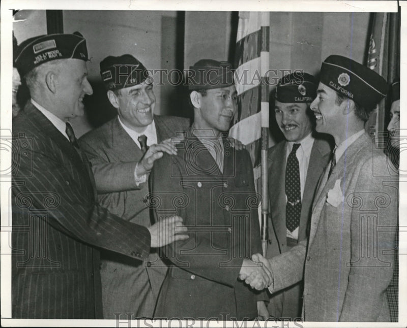 Load image into Gallery viewer, 1945 Press Photo Kenneth Dix, Kingsley Morgan, William Schneider and Charley Oka
