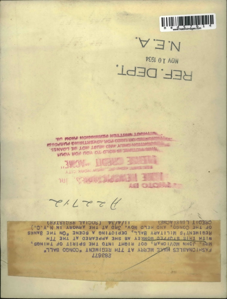 1934 Press Photo Mrs. John McVickar at the Regiments Military Ball