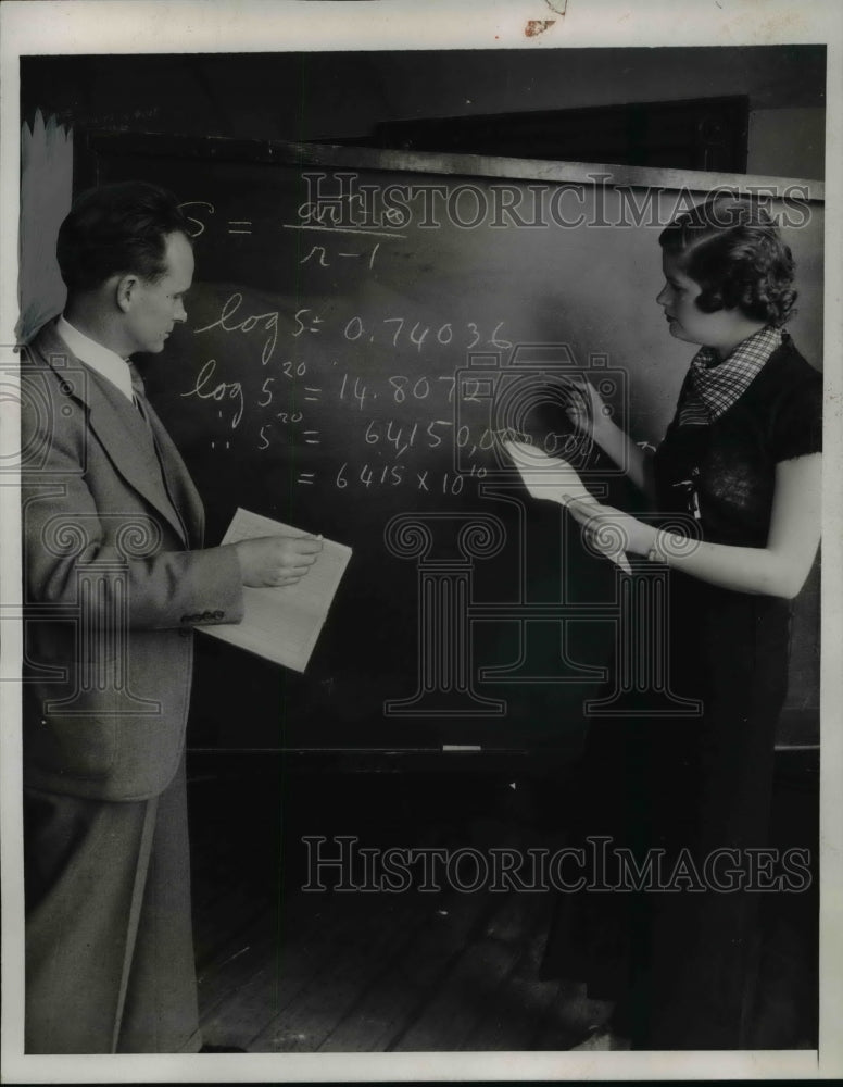 1935 Press Photo Dr. Victor Steed, math Professor with Betty de Krule, coed- Historic Images