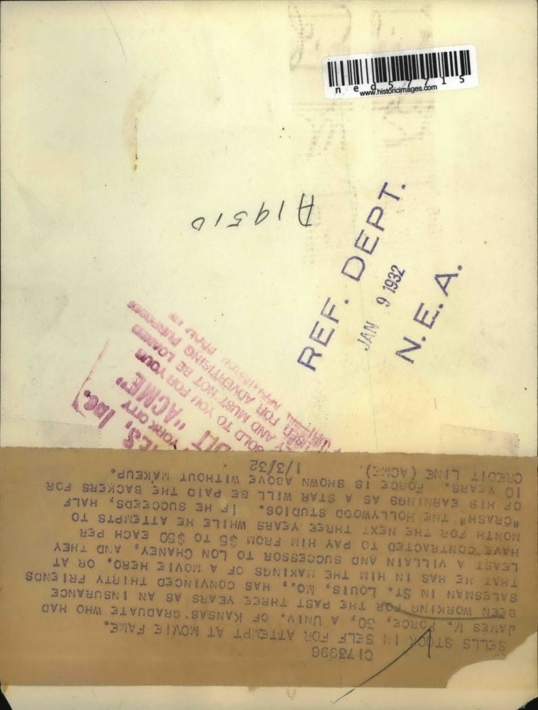 1932 Press Photo James M Force has convinced 30 friends he has the making s of a