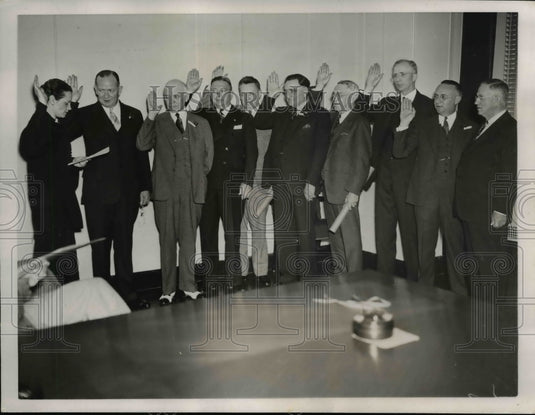 1937 Press Photo Bituminous Coal Commission Members Oath Taking