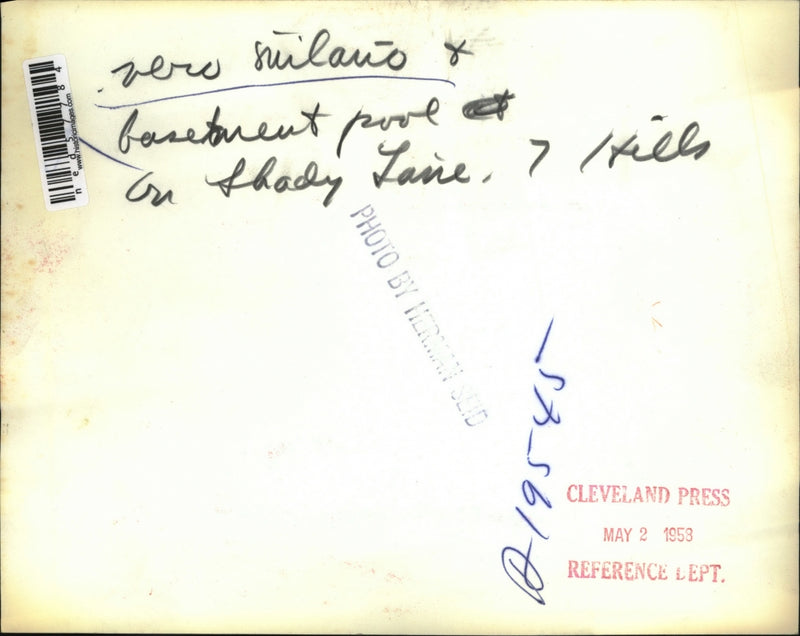 Load image into Gallery viewer, 1953 Press Photo Vero Milano at basement pool in Shady lane house
