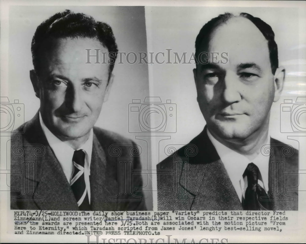 1954 Press Photo Director Fred Zinnemann & writer Daniel Taradash on Oscars