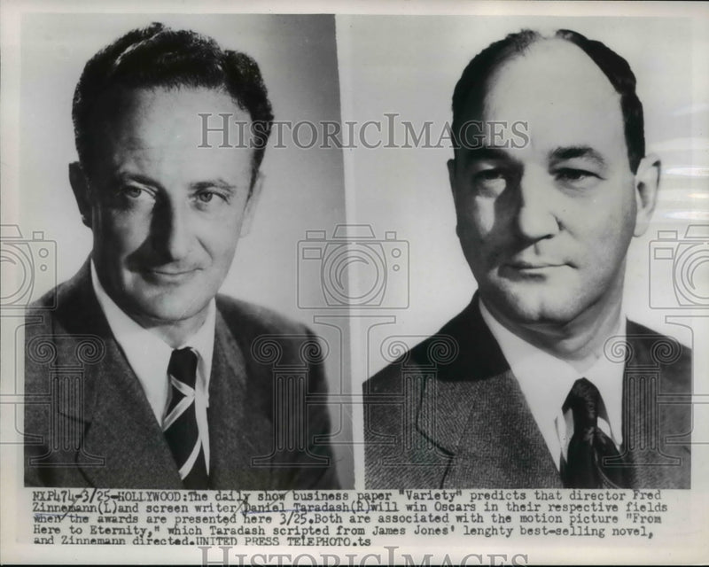 Load image into Gallery viewer, 1954 Press Photo Director Fred Zinnemann &amp; writer Daniel Taradash on Oscars
