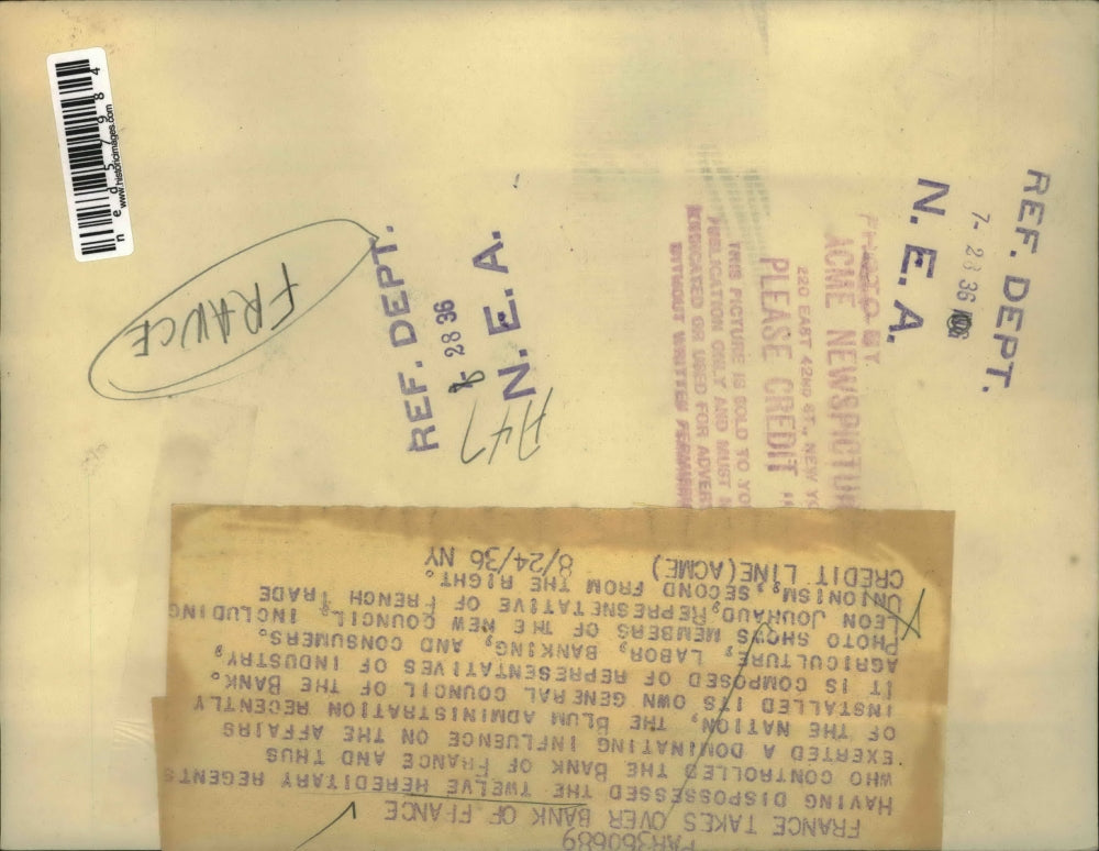 1936 Press Photo France takes over bank of france, council Leon Jouhaud