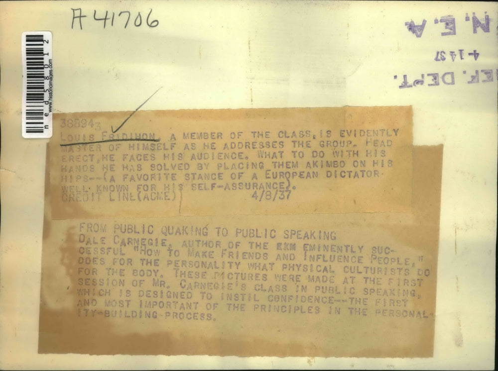 1937 Press Photo Louis Fridimon, public speaking to public speaking