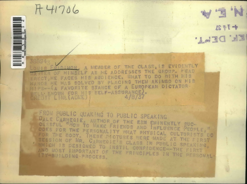 Load image into Gallery viewer, 1937 Press Photo Louis Fridimon, public speaking to public speaking

