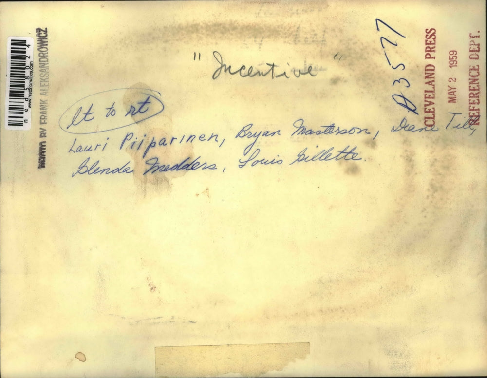 1959 Press Photo Lauri Pilparinen, Bryan Masterson, Deane Tilly and others