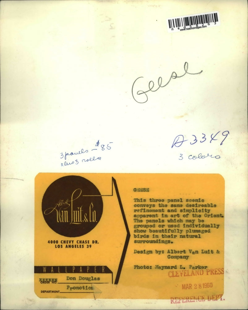 1960 Press Photo this 3 panel scenic conveys refinement and simplicity in art of