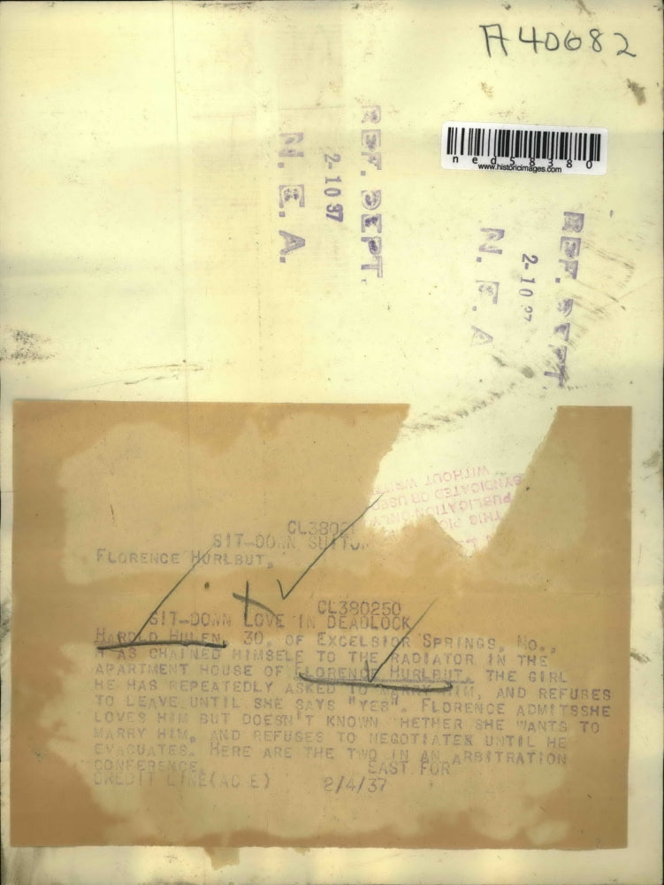 1937 Press Photo Harold Hulen & Florence Hurlbut in marriage proposal