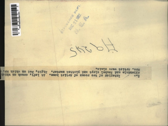 1927 Press Photo Interior of rooms of artist home where they were slain
