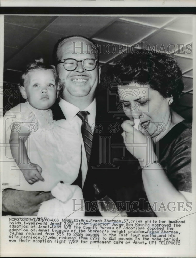 1960 Press Photo Los Angeles Mrs Frank Sherman With Adopted Child