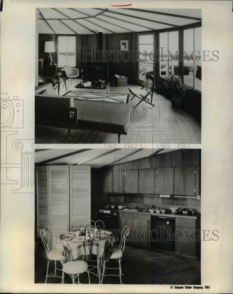 1963 Press Photo Living room and kitchen