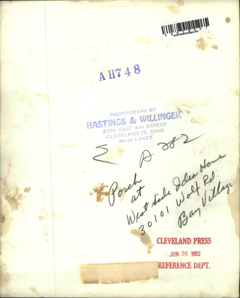 1952 Press Photo Porch at West Side Idea home