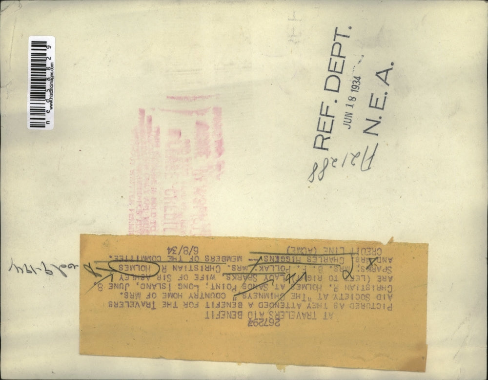 1934 Press Photo Lady Sparks attends benefit for Travelers Aid Society, Long Is.