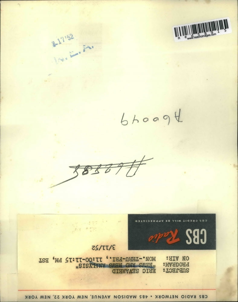 1952 Press Photo News and News Analysis of Eric Sevareid