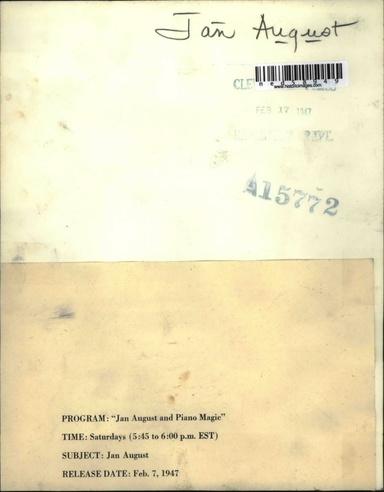 1947 Press Photo Jan August in Jan August and Piano Magic