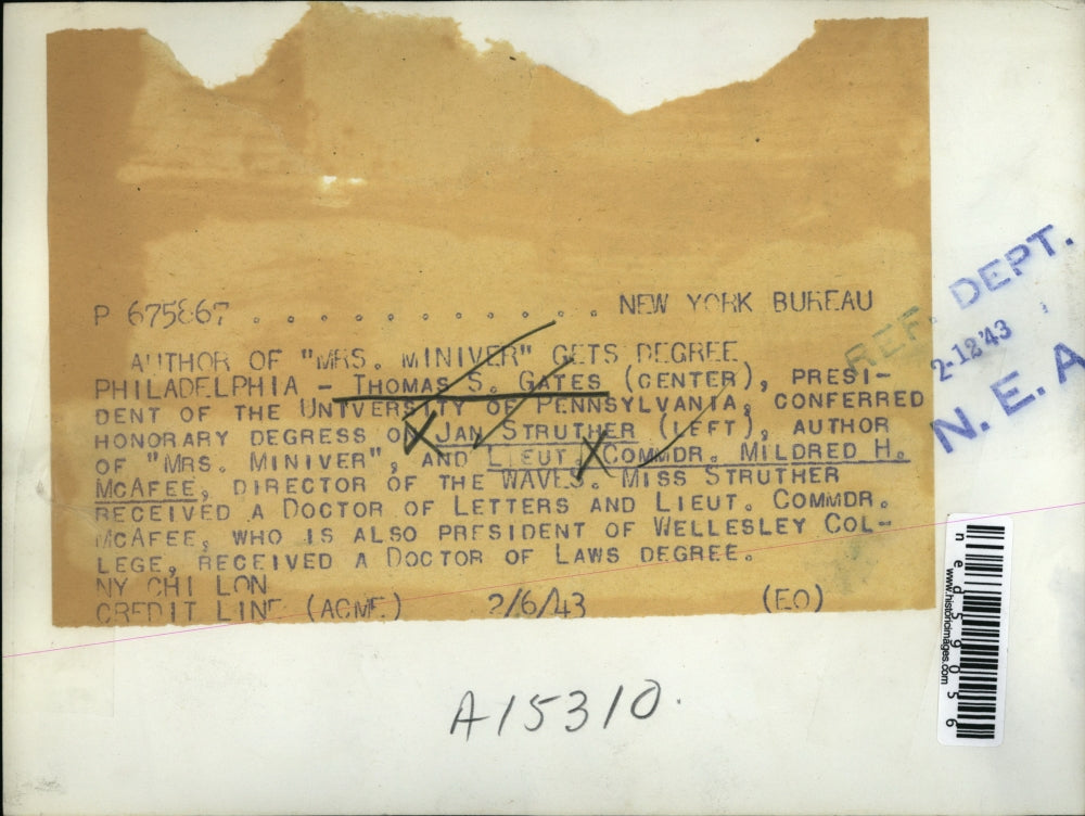 1943 Press Photo Thomas S. Gates, President of the University of Pennsylvania.