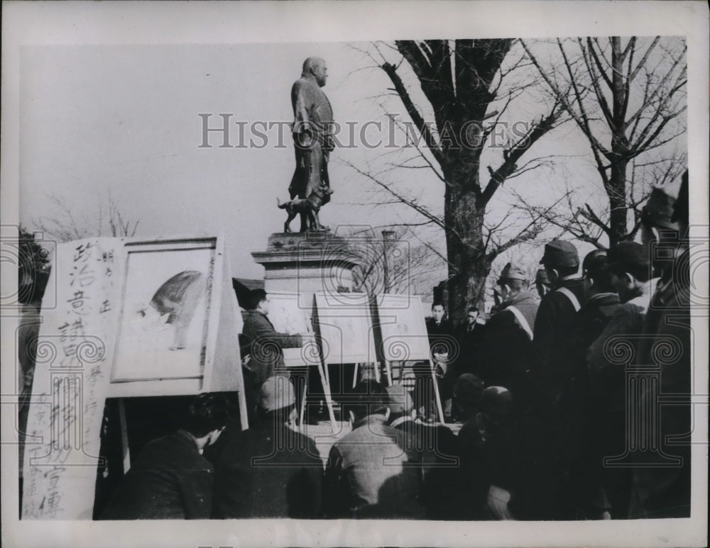 1946 Press Photo A. Sekiya, popular Japanese radio commentator, during campaign