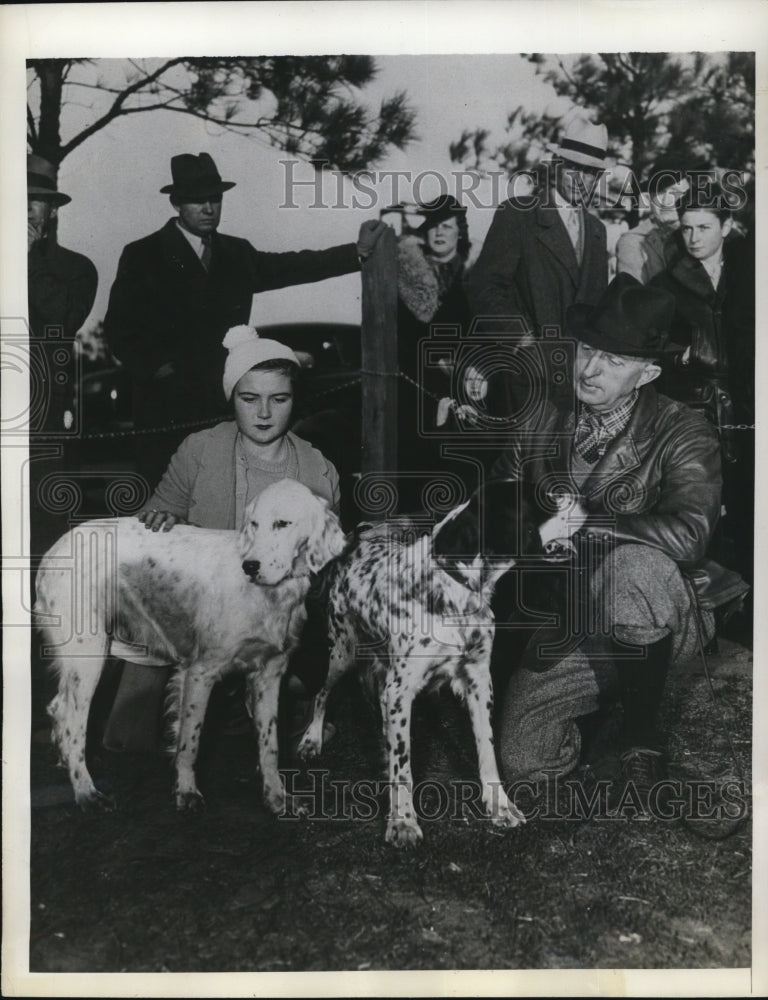 1936 Press Photo Miss Ruth Findley and Col. Thomas Lowe won at  the dog show- Historic Images