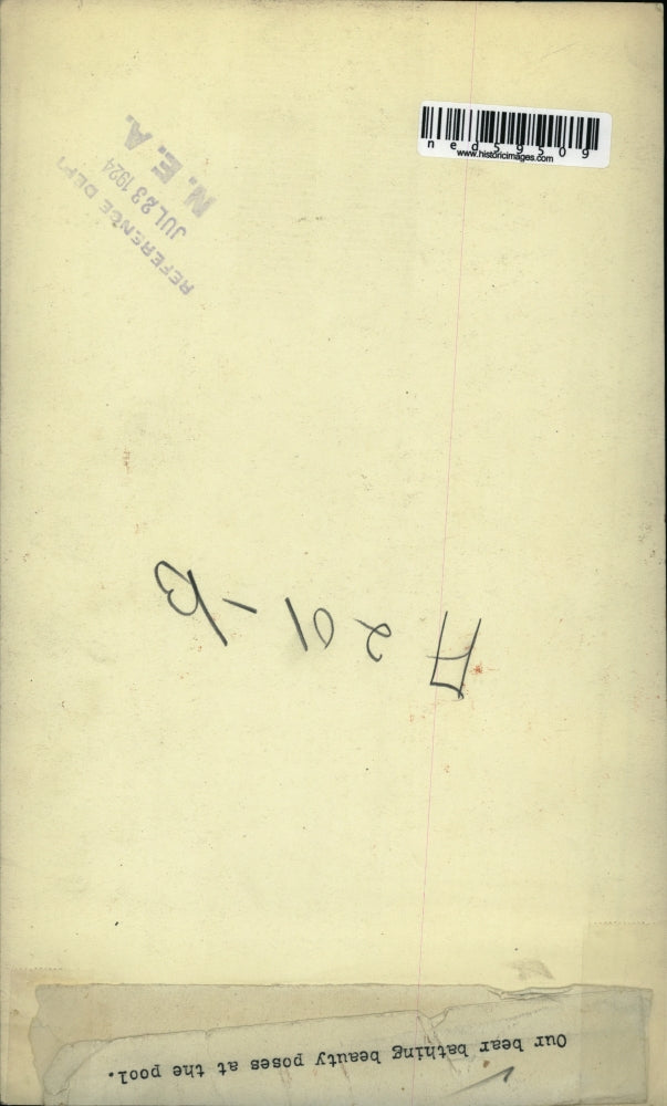 1924 Press Photo Bear Bathing Beauty Poses At The Pool