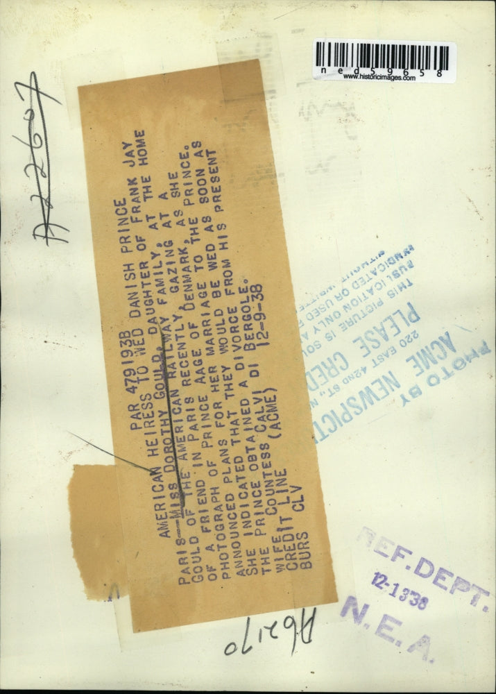 1938 Press Photo Miss Dorothy Gould as she announced marriage to the Prince Aage