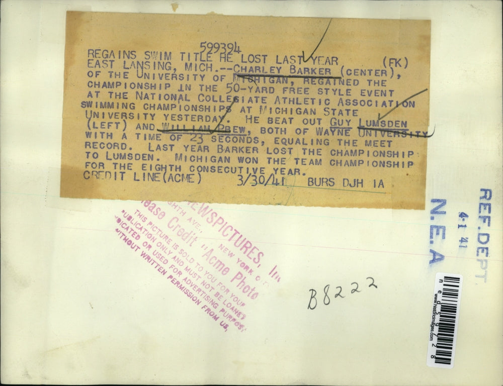 1941 Press Photo Guy Lumsden,Charley Barker & William Pbew at the NCAA