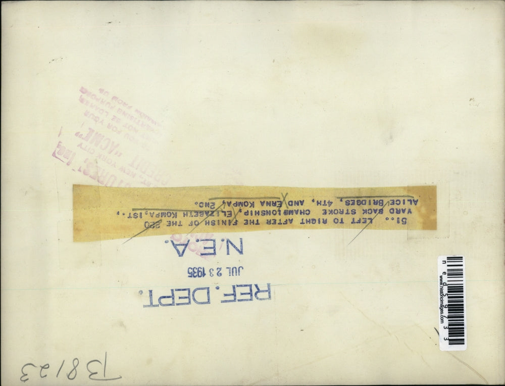 1935 Press Photo L-R Elizabeth Kompa,1st, Alice Bridges,4th and Erna Kompa,2nd