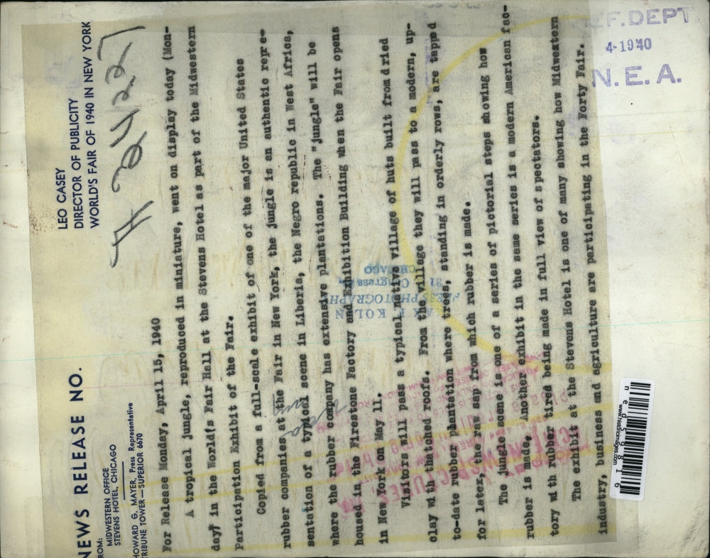 1940 Press Photo Miniature jungle in the World's Fair Hall at the Stevens Hotel