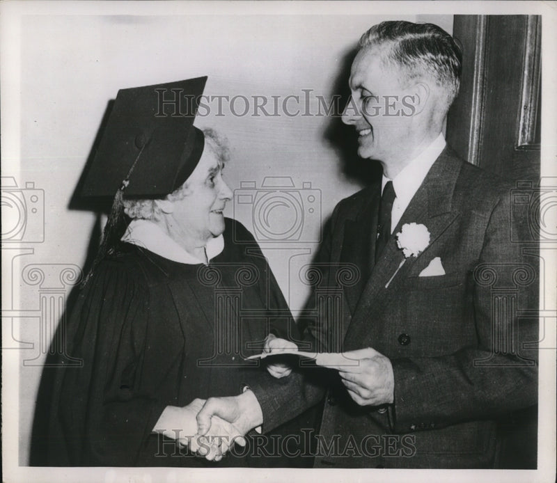 Load image into Gallery viewer, 1953 Press Photo Mrs. Frieda Beckman graduates from George Washington High.
