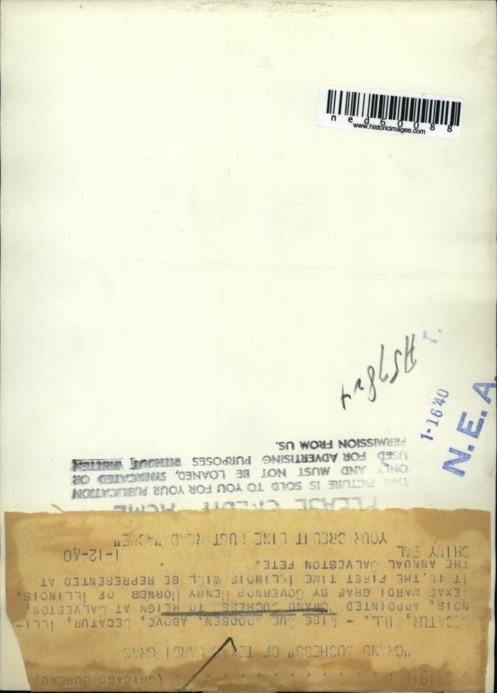 1940 Press Photo Sue Woodsen of Ill. Grand Duchess to reign at Galveston,Texas