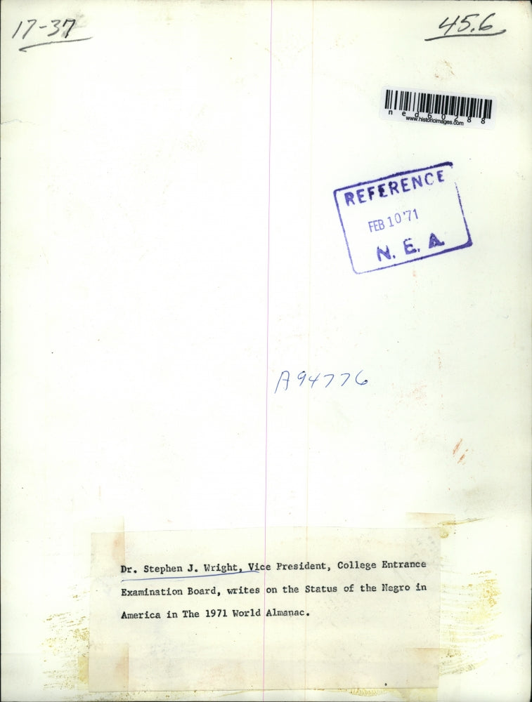 1971 Press Photo Dr Stephen J Wright VP College Entrance Exam Board