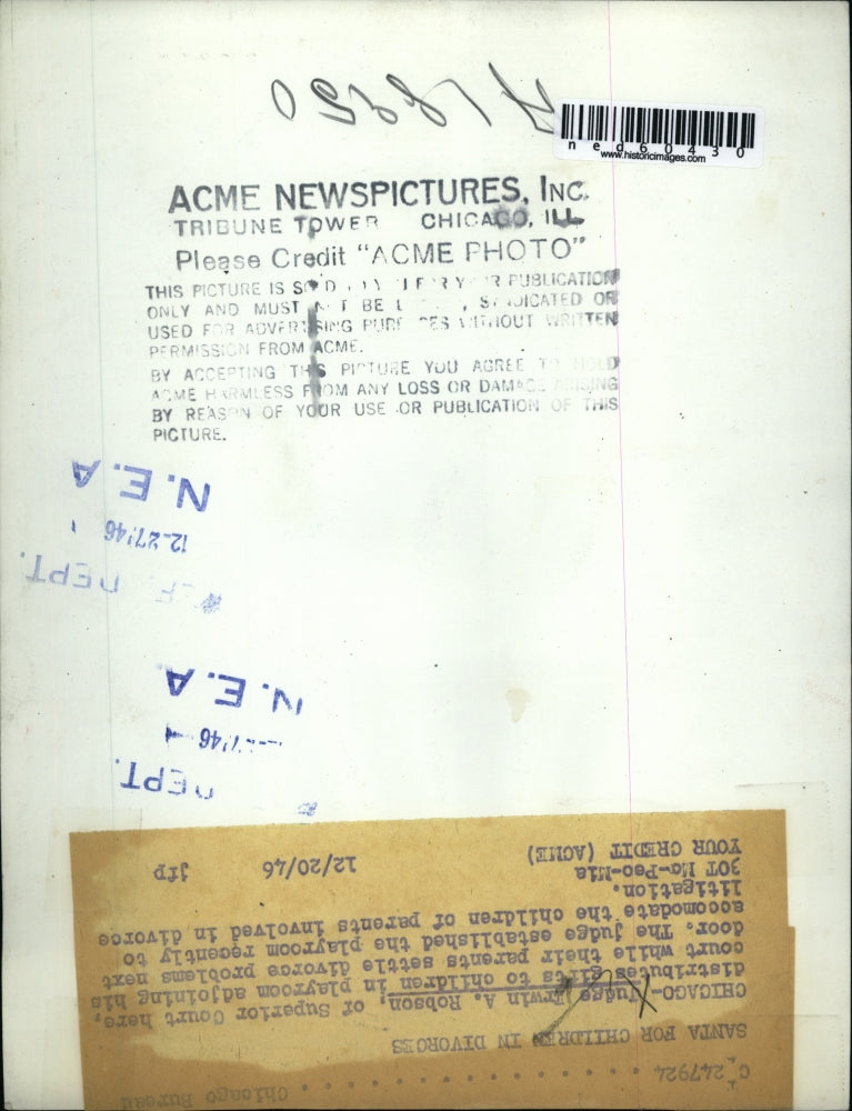 1946 Press Photo Judge Erwin A. Robson Distributes Gift to Children