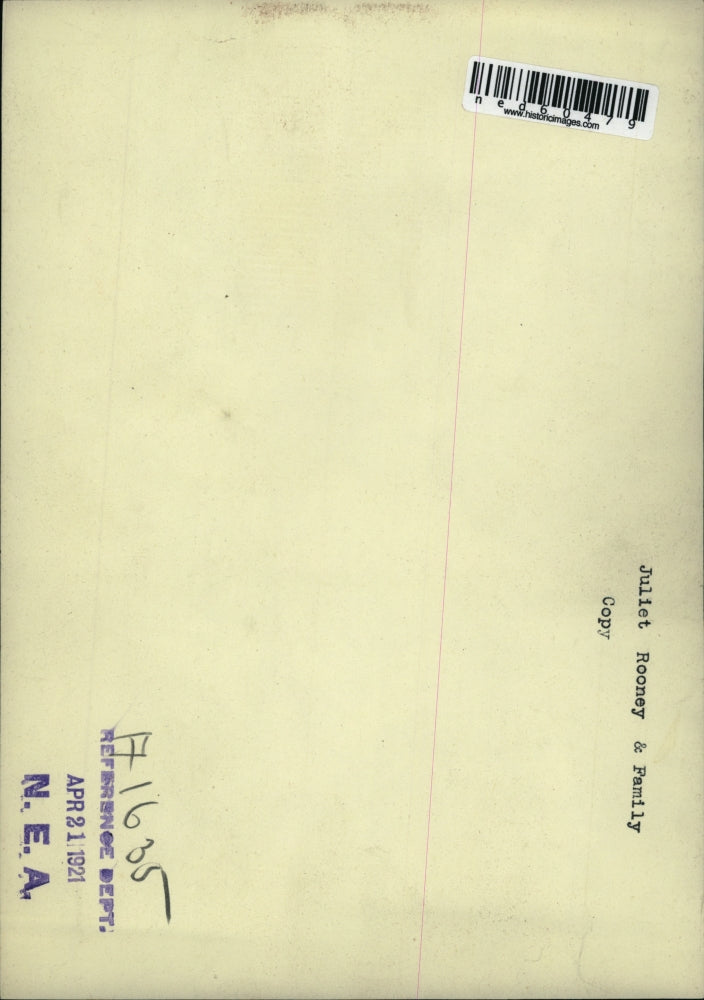 1921 Press Photo Juliet Rooney and Family