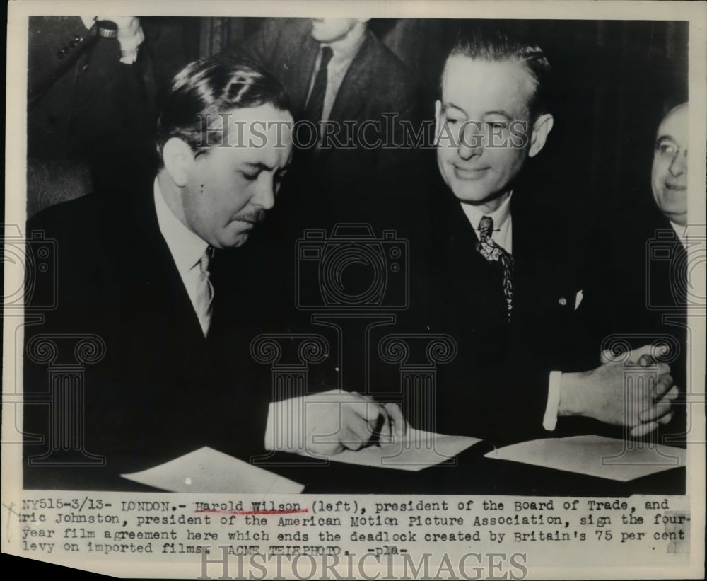 1948 Press Photo London Harold Wilson Board of Trad pres & Mr Johnston US MPA