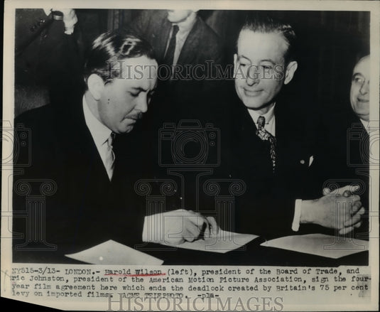 1948 Press Photo London Harold Wilson Board of Trad pres & Mr Johnston US MPA