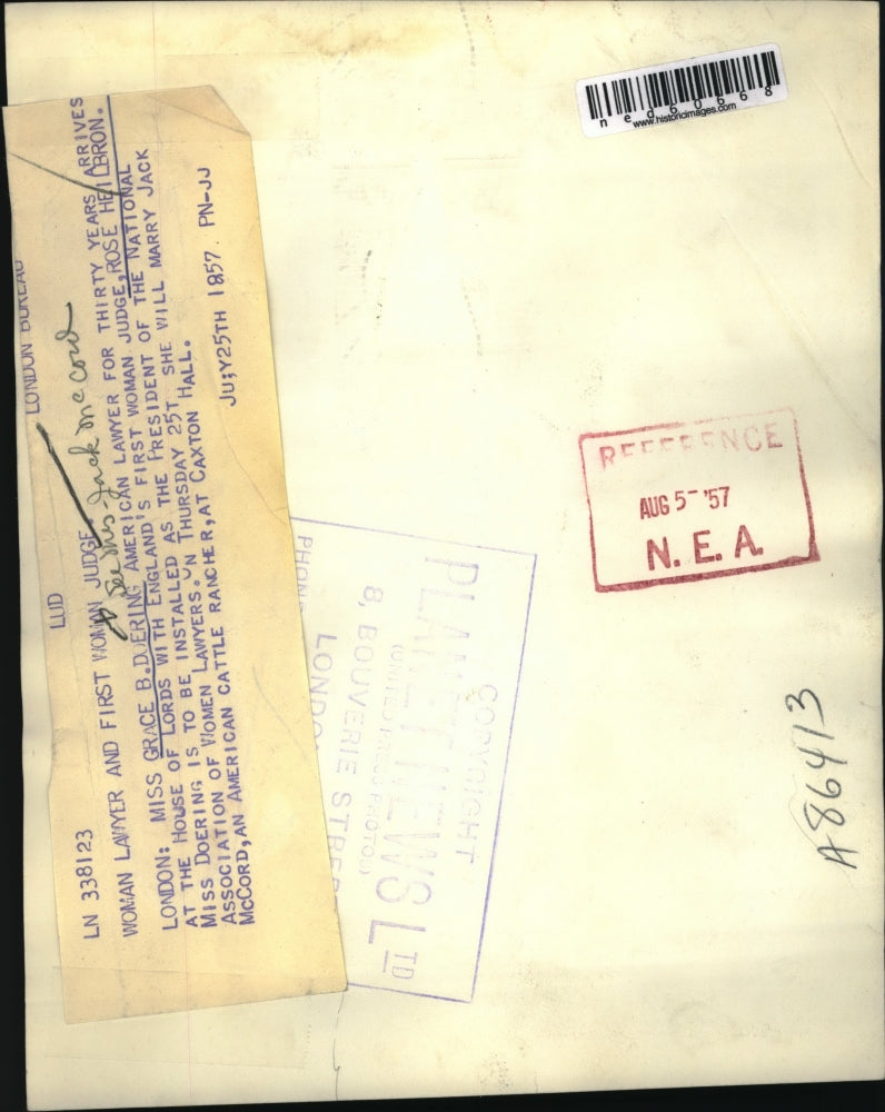 1957 Press Photo London Grace B Doering & London Judge Rose Heilbron