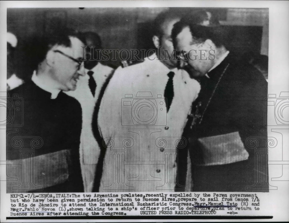 1955 Press Photo Manuel Tato and Pablo Novoa, International Eucharistic Congress