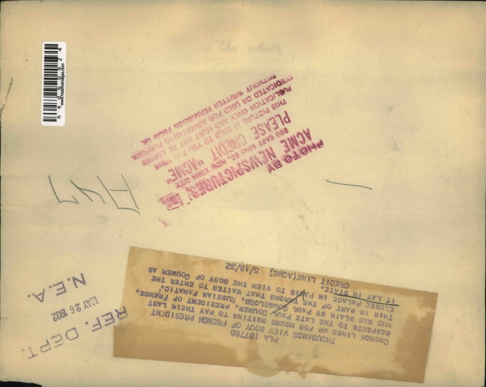 1932 Press Photo Funeral Crowds, Elysee Palace for French President Paul Doumer