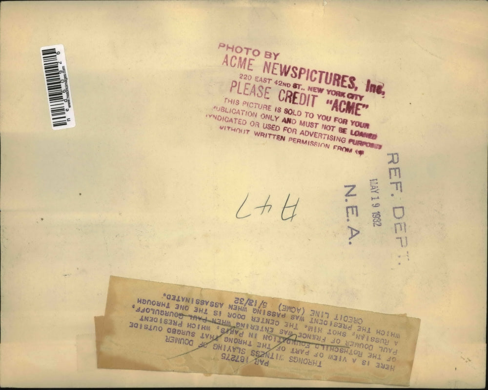 1932 Press Photo Rothschild Foundation where Paul Doumer was assassinated