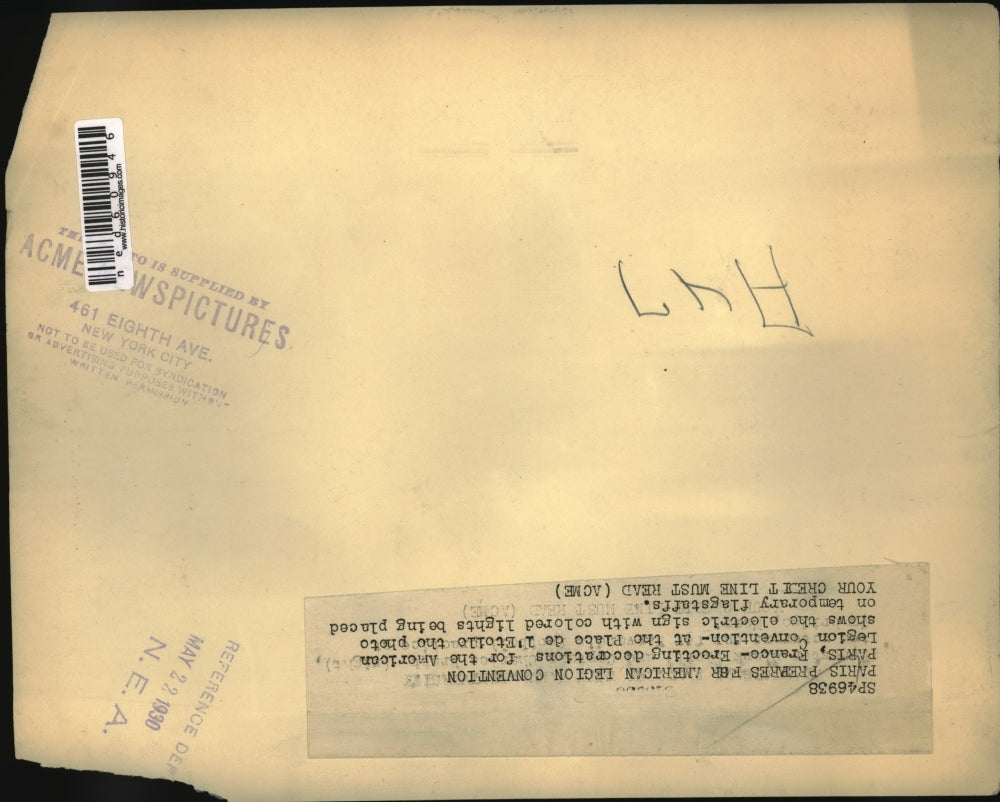 1930 Press Photo Decorations for the American Legion at Place de l'Etoilo