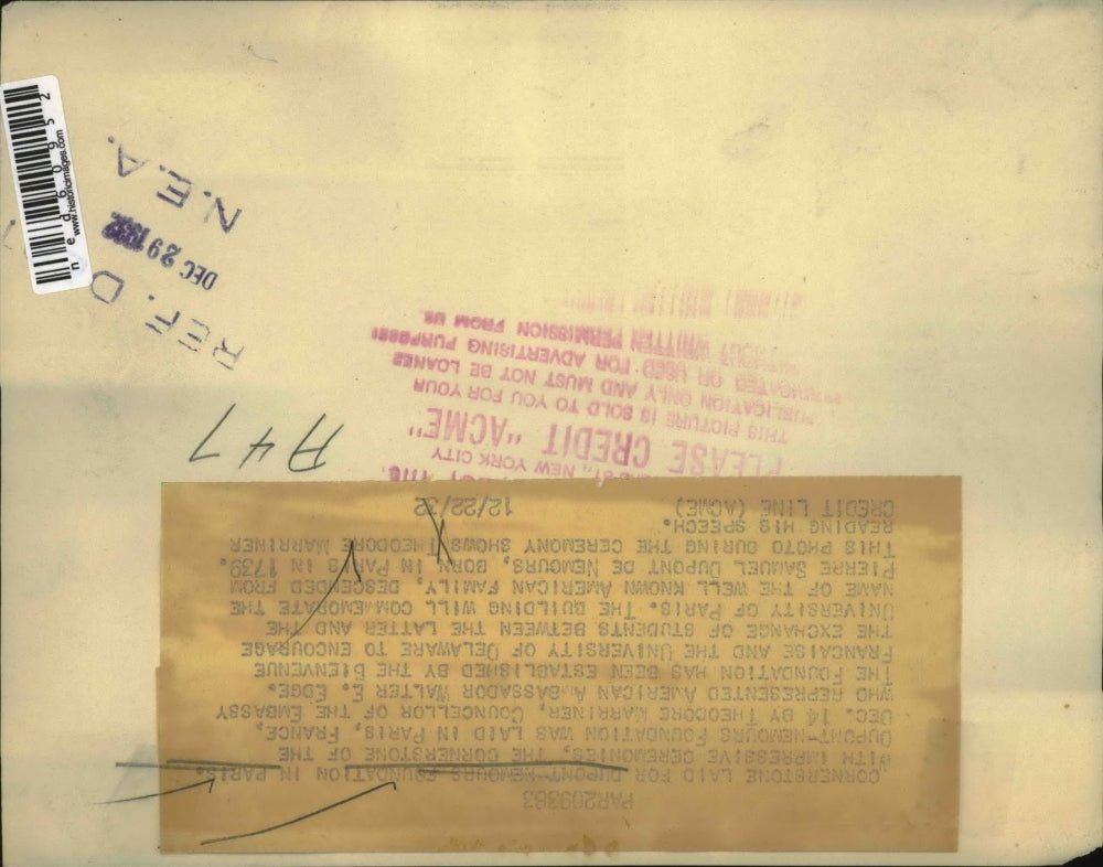 1932 Press Photo Dupont Memours foundation in Paris during ceremony T Marriner