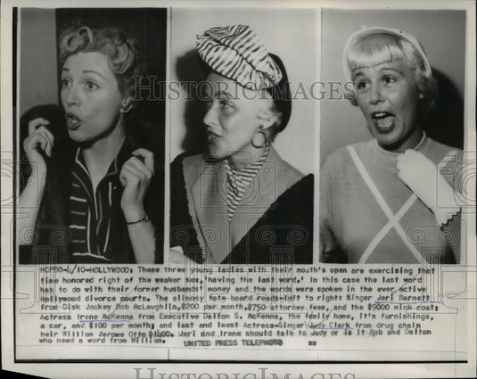 1954 Press Photo Jeri Barnett, Irene McKenne and Judy Clark