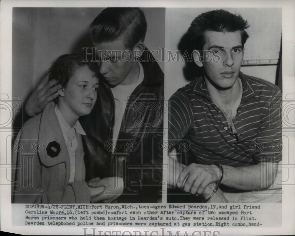 1954 Press Photo Edward Bearden and girlfriend Caroline Moore