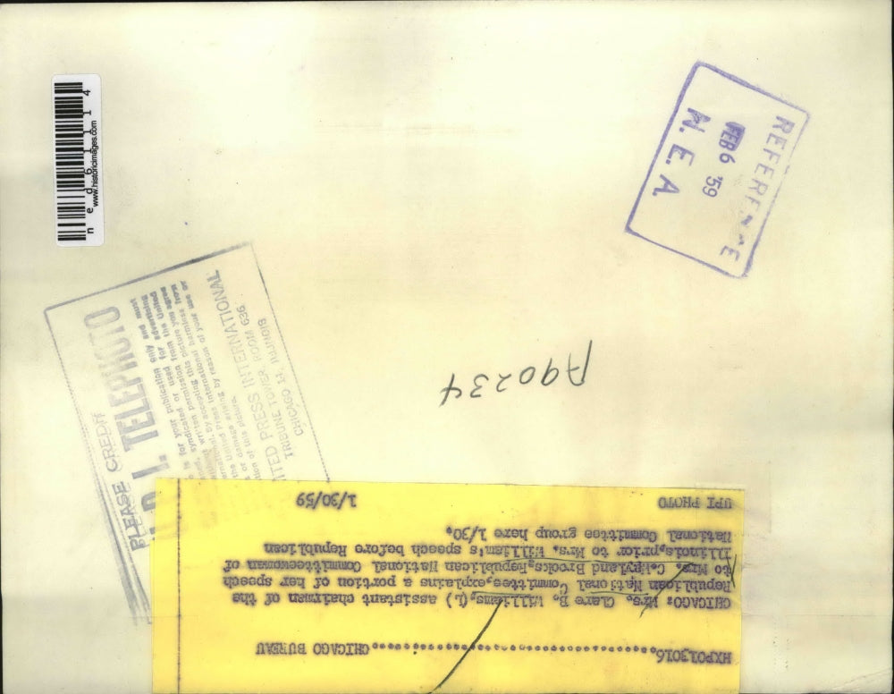 1959 Press Photo Clare B. Williams, Mrs. C. Wayland Brooks, Republican Committee