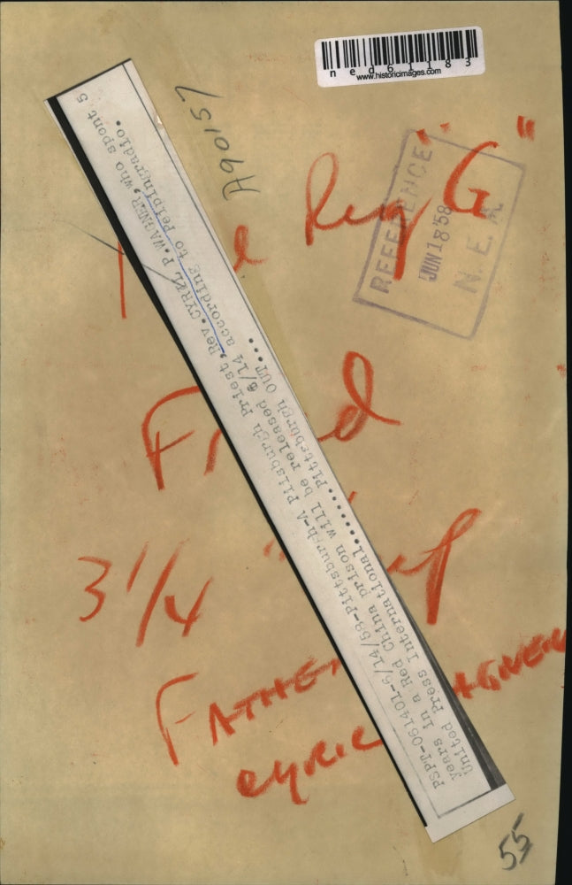 1958 Press Photo Priest Rev Cyril P Wagner spent 5 years in Red China Prison